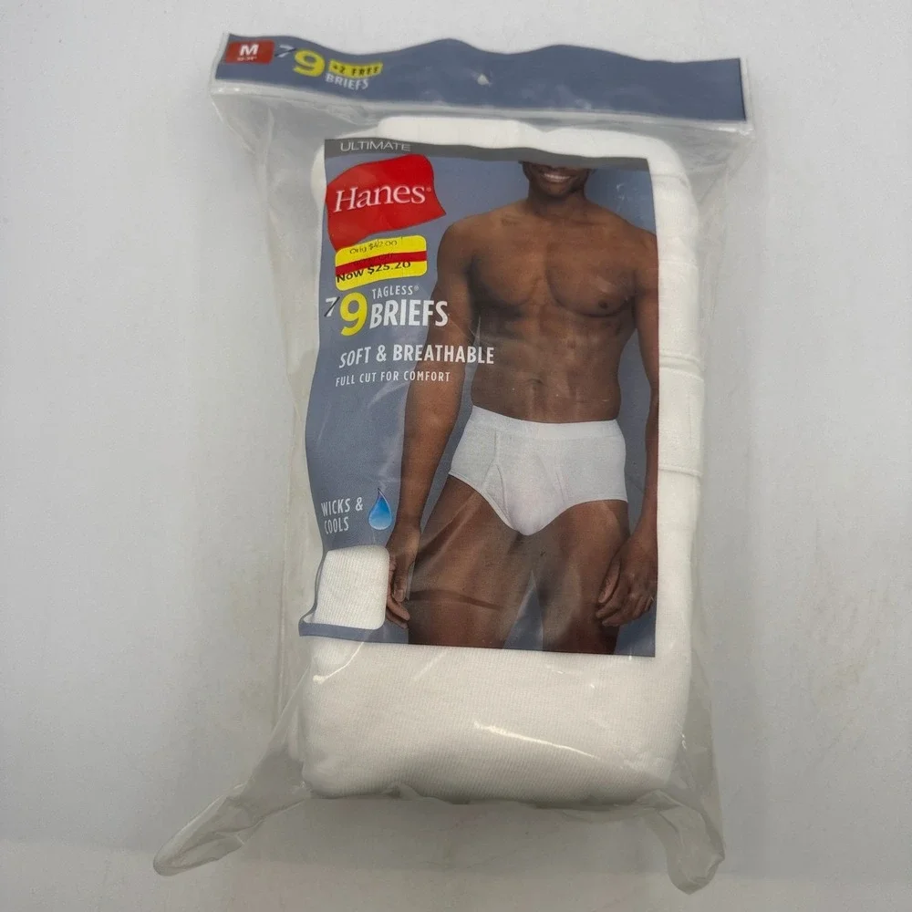 Hanes Ultimate Briefs Mens Size Medium White 9 Pack Everyday 77649Z